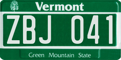 VT license plate ZBJ041
