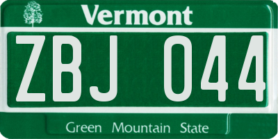 VT license plate ZBJ044