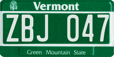 VT license plate ZBJ047