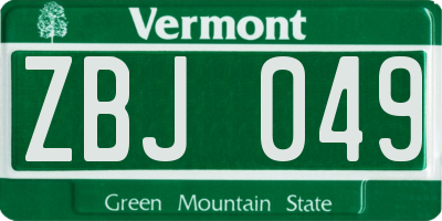 VT license plate ZBJ049