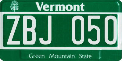 VT license plate ZBJ050