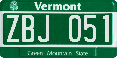 VT license plate ZBJ051