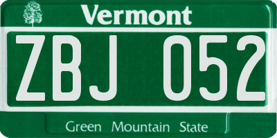 VT license plate ZBJ052