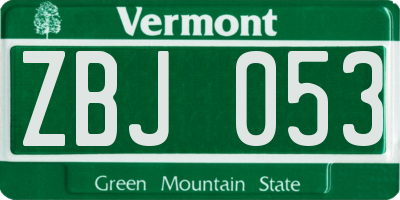 VT license plate ZBJ053