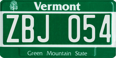VT license plate ZBJ054