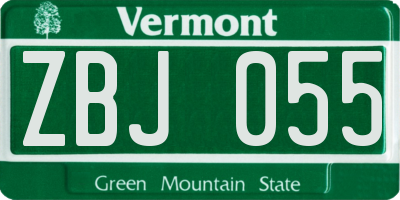 VT license plate ZBJ055