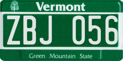 VT license plate ZBJ056
