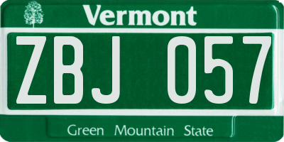 VT license plate ZBJ057