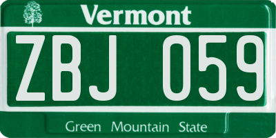 VT license plate ZBJ059