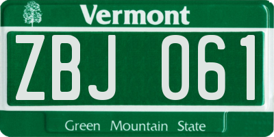 VT license plate ZBJ061