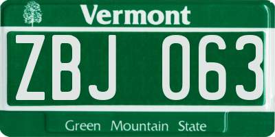 VT license plate ZBJ063