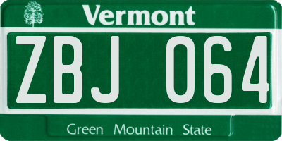 VT license plate ZBJ064