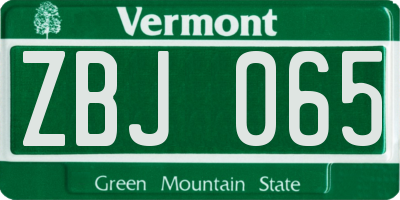 VT license plate ZBJ065