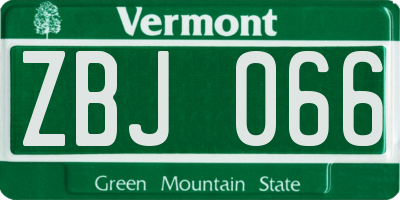 VT license plate ZBJ066