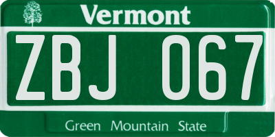 VT license plate ZBJ067