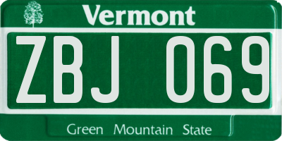 VT license plate ZBJ069