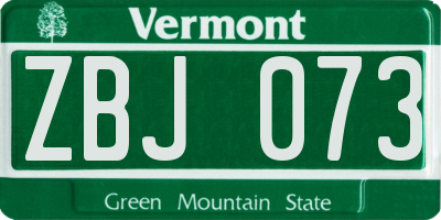 VT license plate ZBJ073