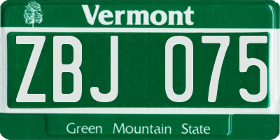 VT license plate ZBJ075