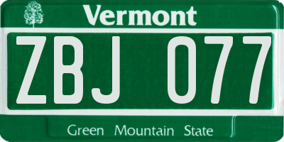 VT license plate ZBJ077
