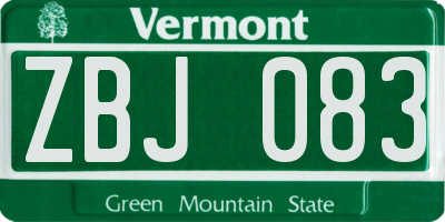 VT license plate ZBJ083