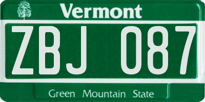 VT license plate ZBJ087