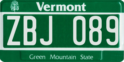 VT license plate ZBJ089