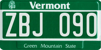 VT license plate ZBJ090