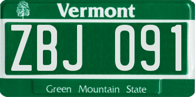 VT license plate ZBJ091