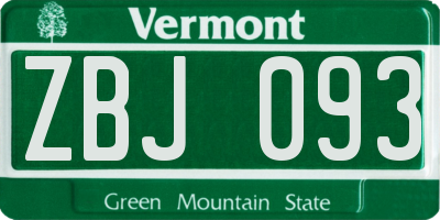 VT license plate ZBJ093