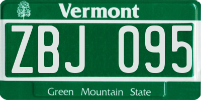 VT license plate ZBJ095