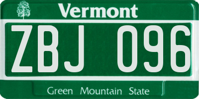 VT license plate ZBJ096