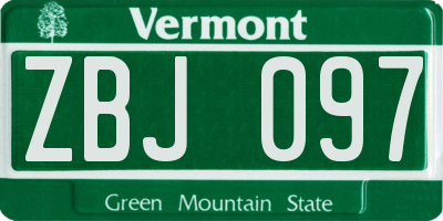 VT license plate ZBJ097