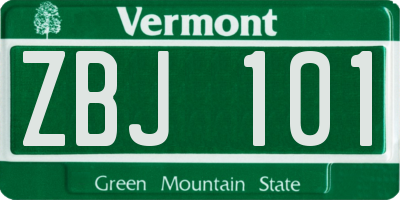 VT license plate ZBJ101