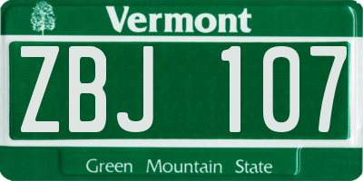 VT license plate ZBJ107