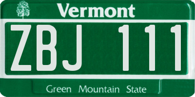 VT license plate ZBJ111