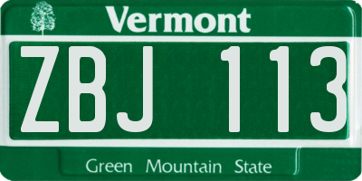 VT license plate ZBJ113