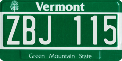 VT license plate ZBJ115