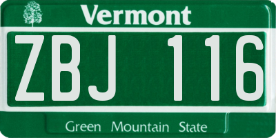 VT license plate ZBJ116