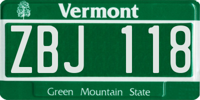 VT license plate ZBJ118