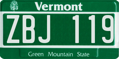 VT license plate ZBJ119