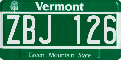 VT license plate ZBJ126