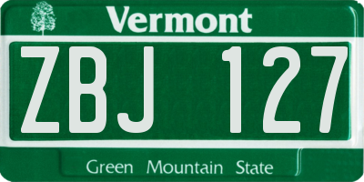 VT license plate ZBJ127