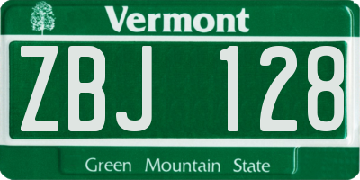 VT license plate ZBJ128