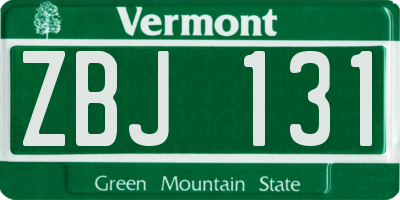 VT license plate ZBJ131