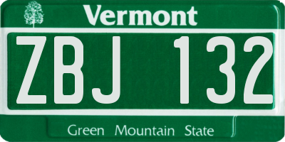 VT license plate ZBJ132