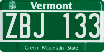 VT license plate ZBJ133
