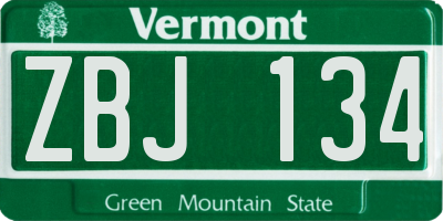 VT license plate ZBJ134