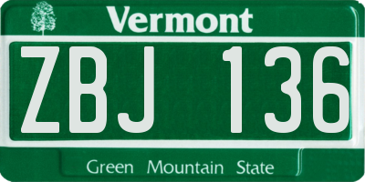 VT license plate ZBJ136