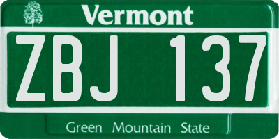 VT license plate ZBJ137