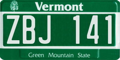 VT license plate ZBJ141